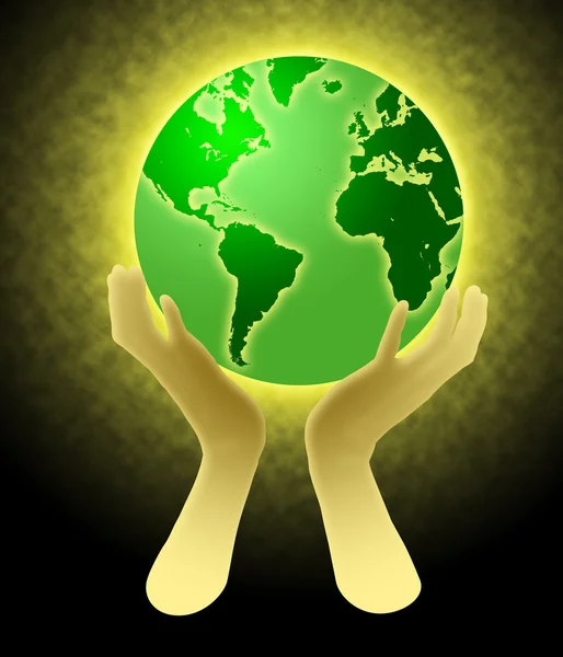 Руки, держащие мировой глобус — стоковое фото