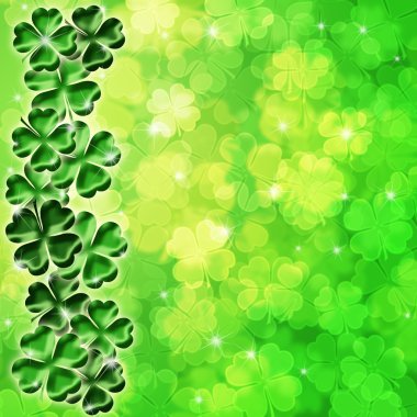 Lucky Four Leaf Clover Shamrock on Blurred Background clipart