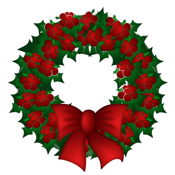 Holly Leaves and Berries Christmas Wreath — Stock Photo, Image
