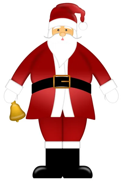 Санта-Клаус звонит в колокол на белом фоне — стоковое фото