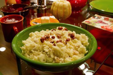 Thanksgiving Day Dinner Mashed Potatoes with Hazelnuts and Butte clipart