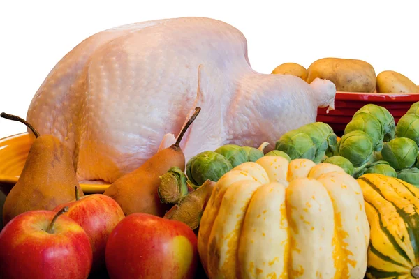 感謝祭の七面鳥の夕食料理の食材のクローズ アップ — ストック写真