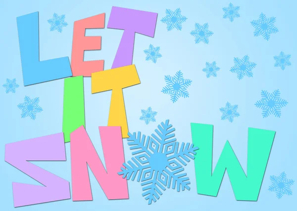 Laat het sneeuwen freehand getekende tekst met sneeuwvlokken kleur — Stockfoto