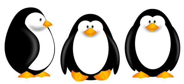 Niedliche Pinguine Cliparts isoliert auf weißem Hintergrund — Stockfoto