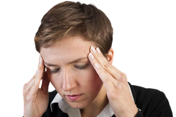 Iş kadını baş ağrısı — Stok fotoğraf