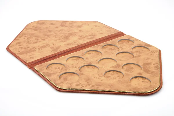 Leather cover for coins — Stock Photo, Image