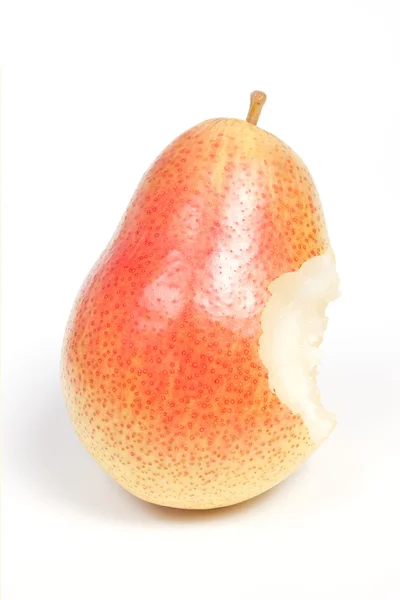 Rijpe gegeten peer, geïsoleerd op wit — Stockfoto