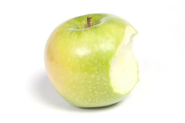 Pomme mûre mangée, isolée sur du blanc — Photo