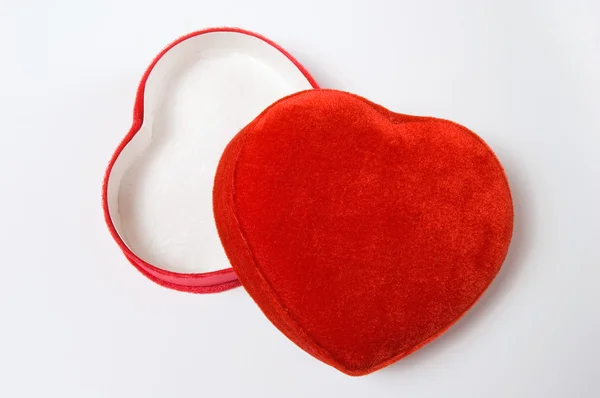 Červená krabička ve tvaru srdce — Stock fotografie