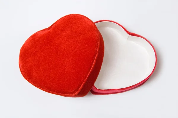 Röd hjärtformad låda — Stockfoto