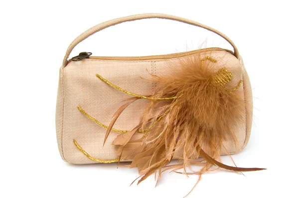 Handbag with feather — Stock Photo, Image