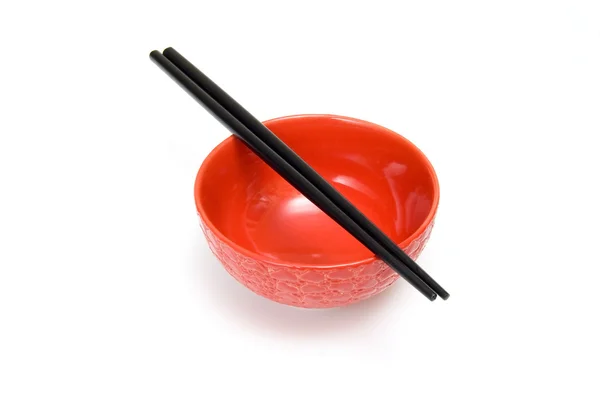 水稻碗和筷子 — 图库照片