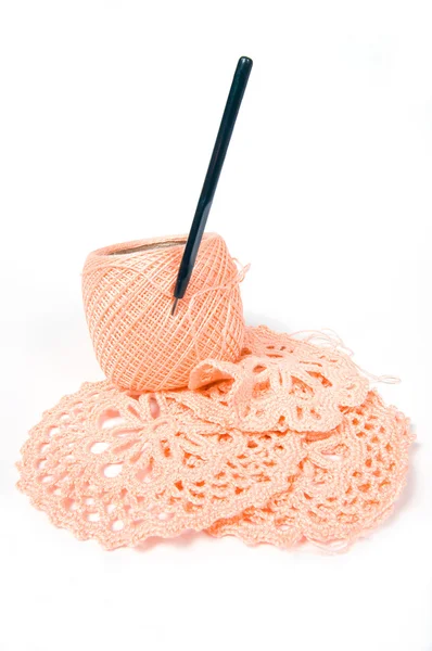 Yarn ball and crochet hook Stock Image