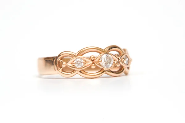 Zlatý prsten s diamanty Stock Obrázky