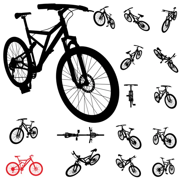 Cykel silhuett set — Stockfoto