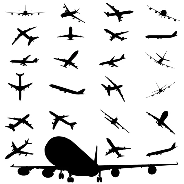 Uçak siluet — Stok Vektör