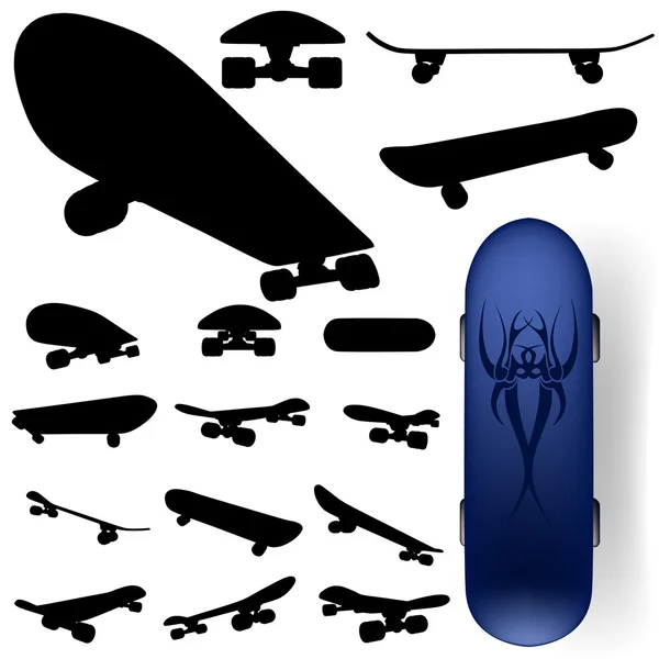 Skateboard silhouette set — Stock Vector