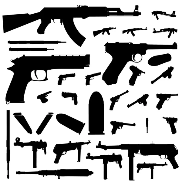 Ensemble silhouette d'arme — Image vectorielle