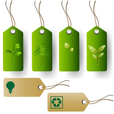 Green eco product tags clipart