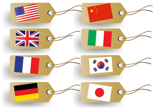 Étiquettes avec drapeaux nationaux — Image vectorielle