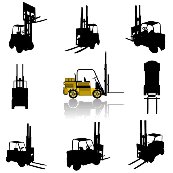 Forklift siluet — Stok Vektör