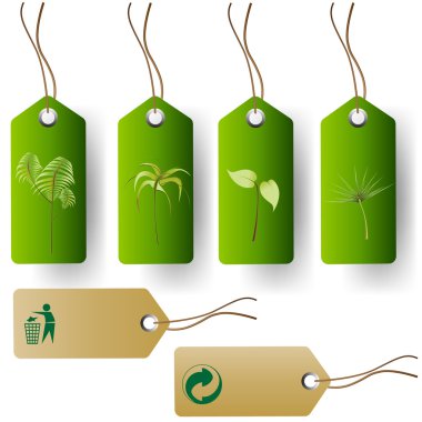 Green eco product tags clipart