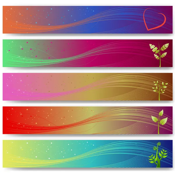 Abstract banner set with plants — Stock Vector