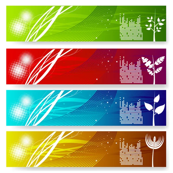 Bannière colorée à quatre vecteurs — Image vectorielle