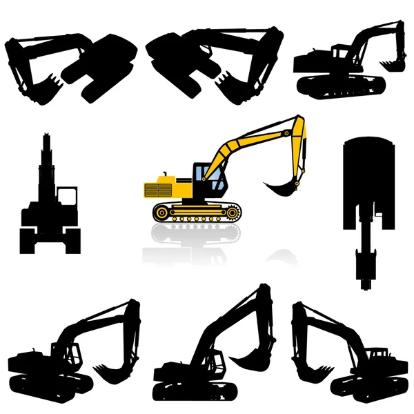 Construction machine silhouette — Stock Vector
