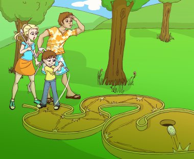 Minigolf family clipart