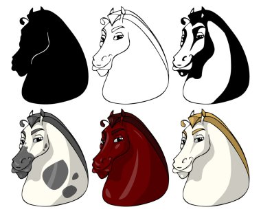 Horse faces clipart