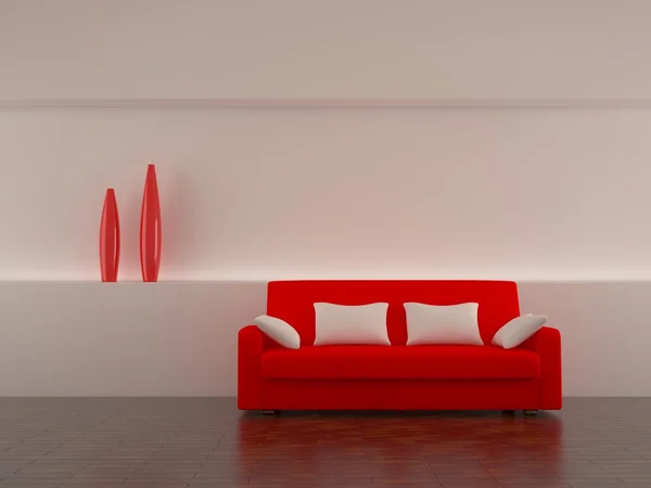Rode sofa — Stockfoto