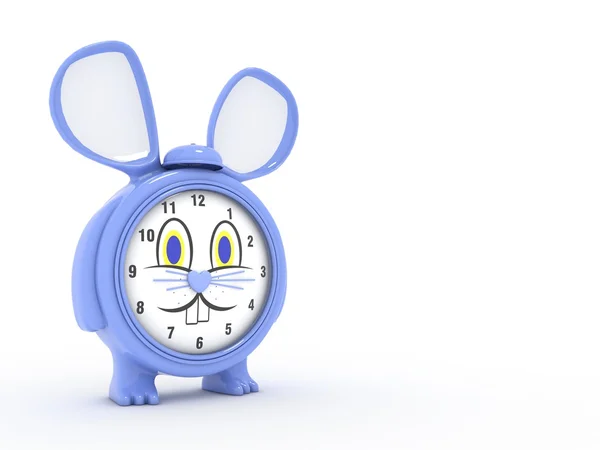 Beyaz izole 3d mouse mavi saat — Stok fotoğraf