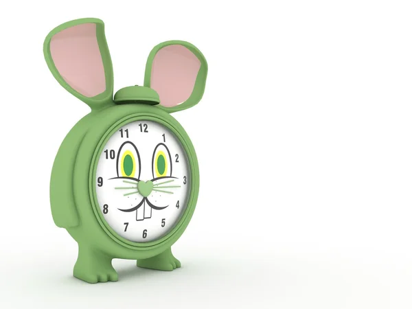 3d mouse relógio verde isolado no branco — Fotografia de Stock