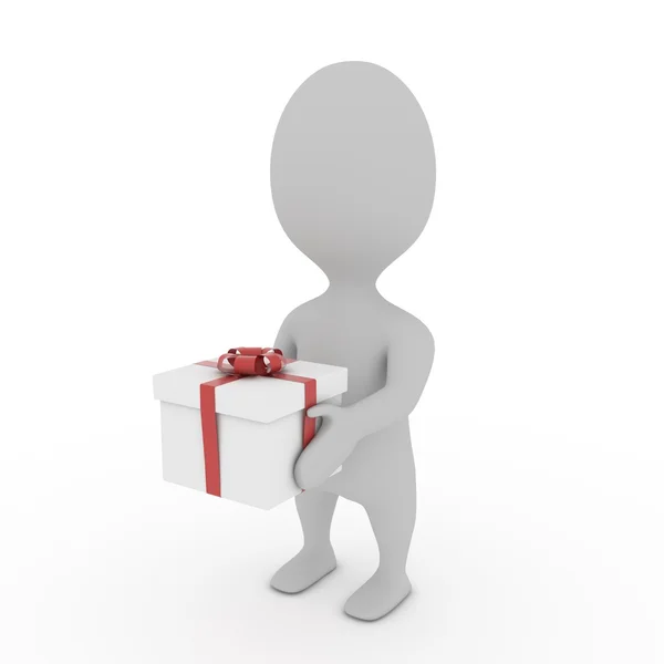 3d humano y caja de regalo —  Fotos de Stock