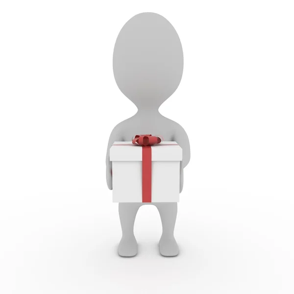 3d human and gift box — Stock Photo, Image