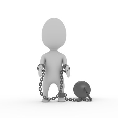 3d human with chain ball clipart