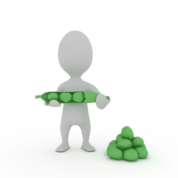 3d human and peas — Stock Photo, Image