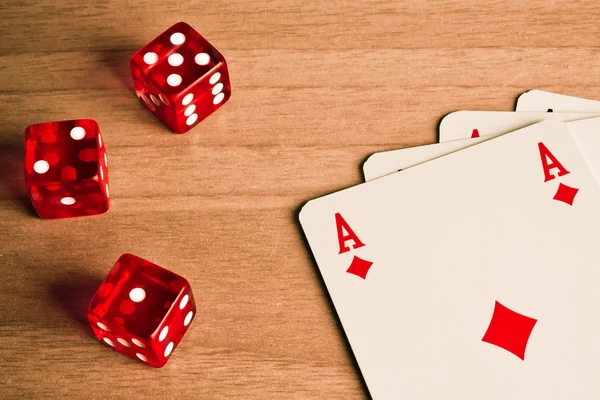 Texas holdem with dice and cards — Stock Photo, Image