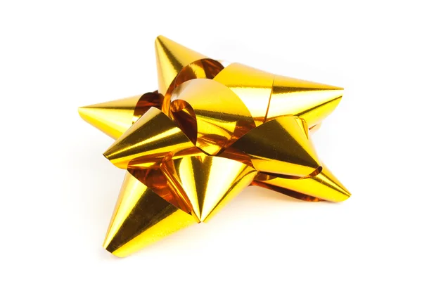 Single gold Christmas Bow — Stock Photo, Image