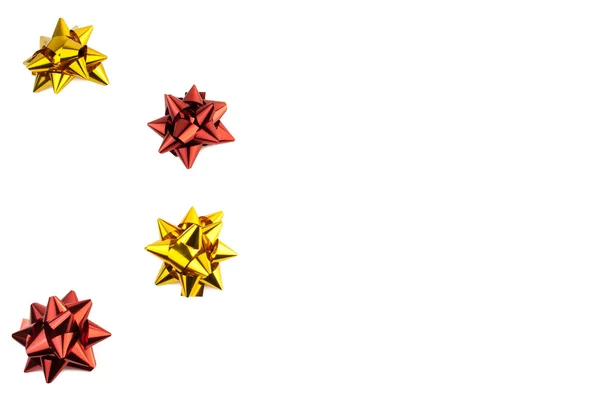 Tarjetas de Navidad con lazo rojo y dorado —  Fotos de Stock