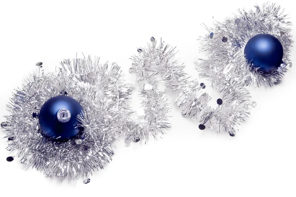 Juldekoration med blå bollar — Stockfoto