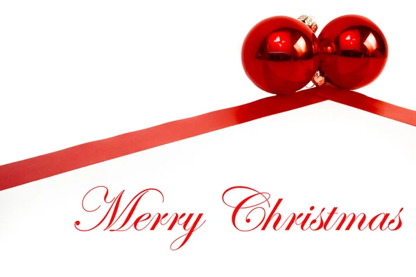 Vánoční dekorace s červenými kuličkami — Stock fotografie