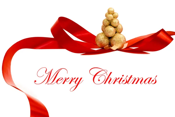 Zlaté vánoční strom s červenými dekorace — Stock fotografie