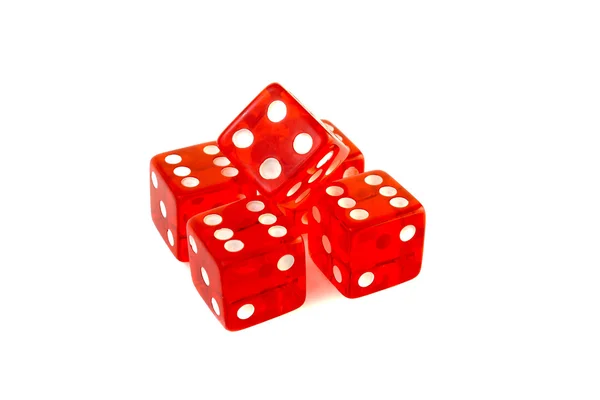 Detail of five red dice on white background — Stock Photo, Image