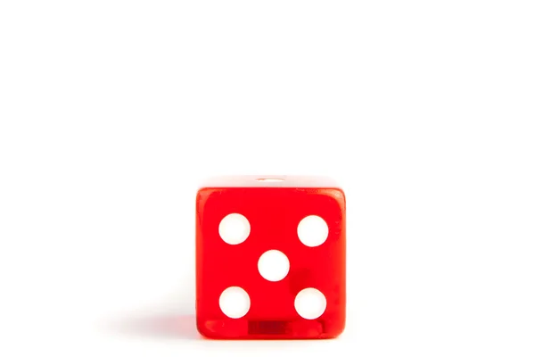 Detail of one red dice on white background — Stock Photo, Image