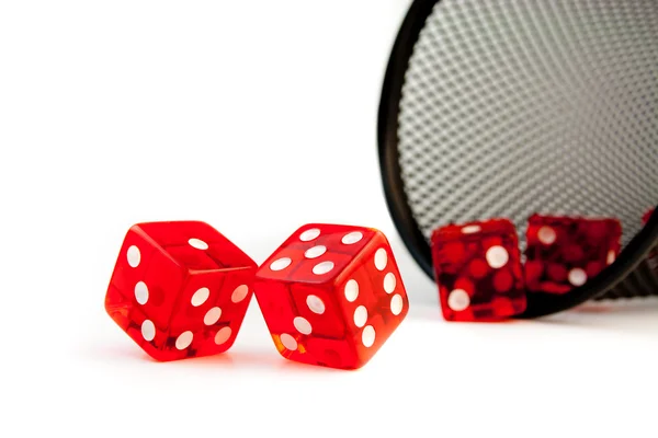 Five red dice on white background — Stock Photo, Image