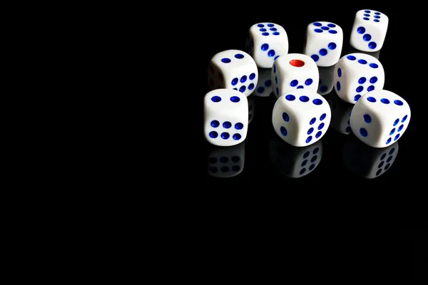 White dice in a corner — Stock Photo, Image