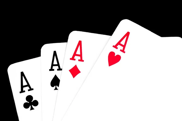 Poker mano su sfondo nero — Foto Stock
