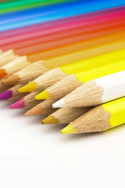 Many colored pencils on the desk — Stock Photo, Image